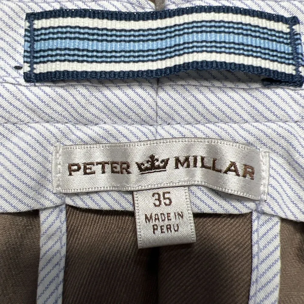 NWT Peter Millar Flat Front Chino Pants Size 35x36 Pima Cotton Espresso Brown